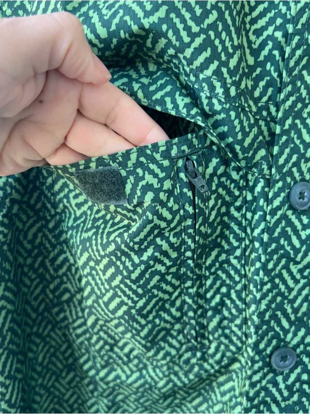 Duluth Trading Men's S Vented Outdoor Shirt Green Print Short Sleeve Button Down - Picture 5 of 13